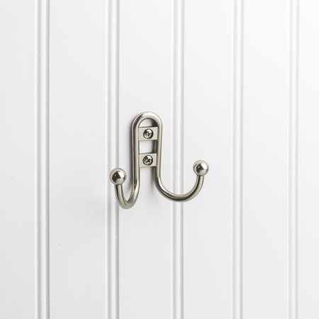 ELEMENTS BY HARDWARE RESOURCES 2-9/16" Satin Nickel Classic Double Prong Ball End Wall Mounted Hook YD25-256SN